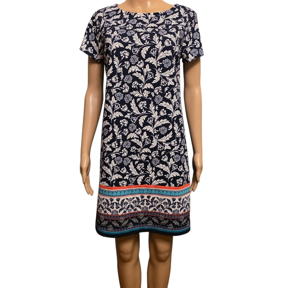 Banana Republic Navy Floral Shift Dress Size 2 Loose Fit